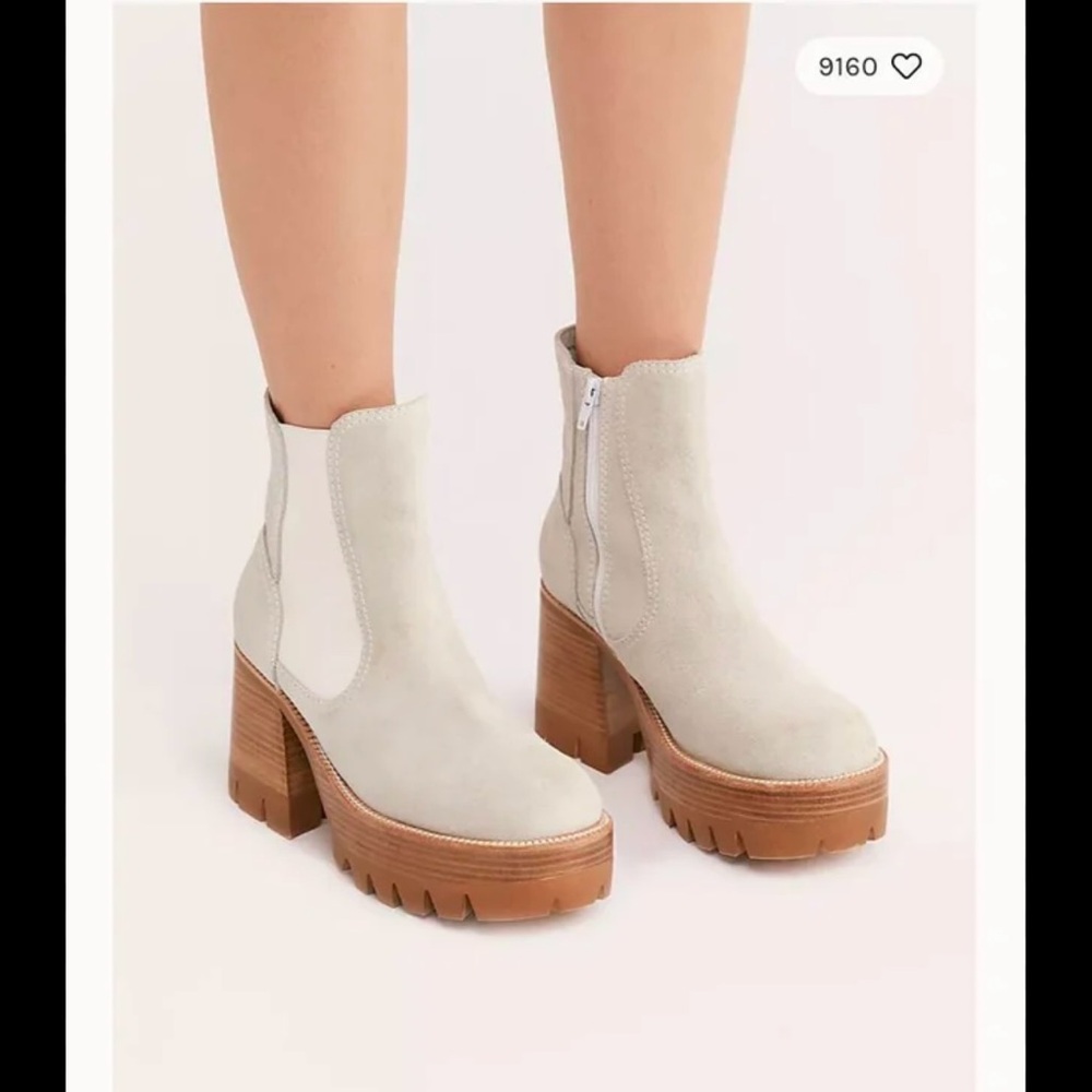 Jeffrey Campbell Light Gray Platform Ankle Boots